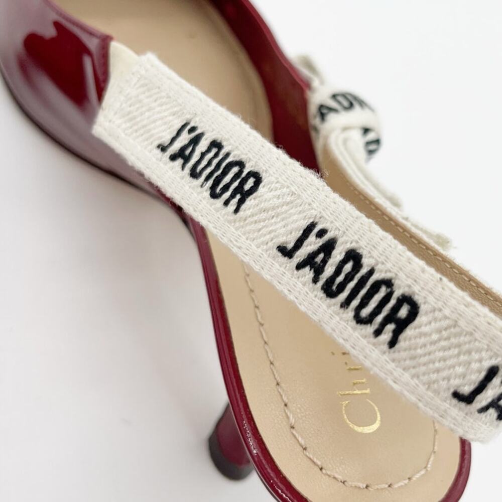 Christian Dior J'Adior Burgundy Patent Leather Slingback Kitten Heel Pumps EU 38 - Picture 9 of 13